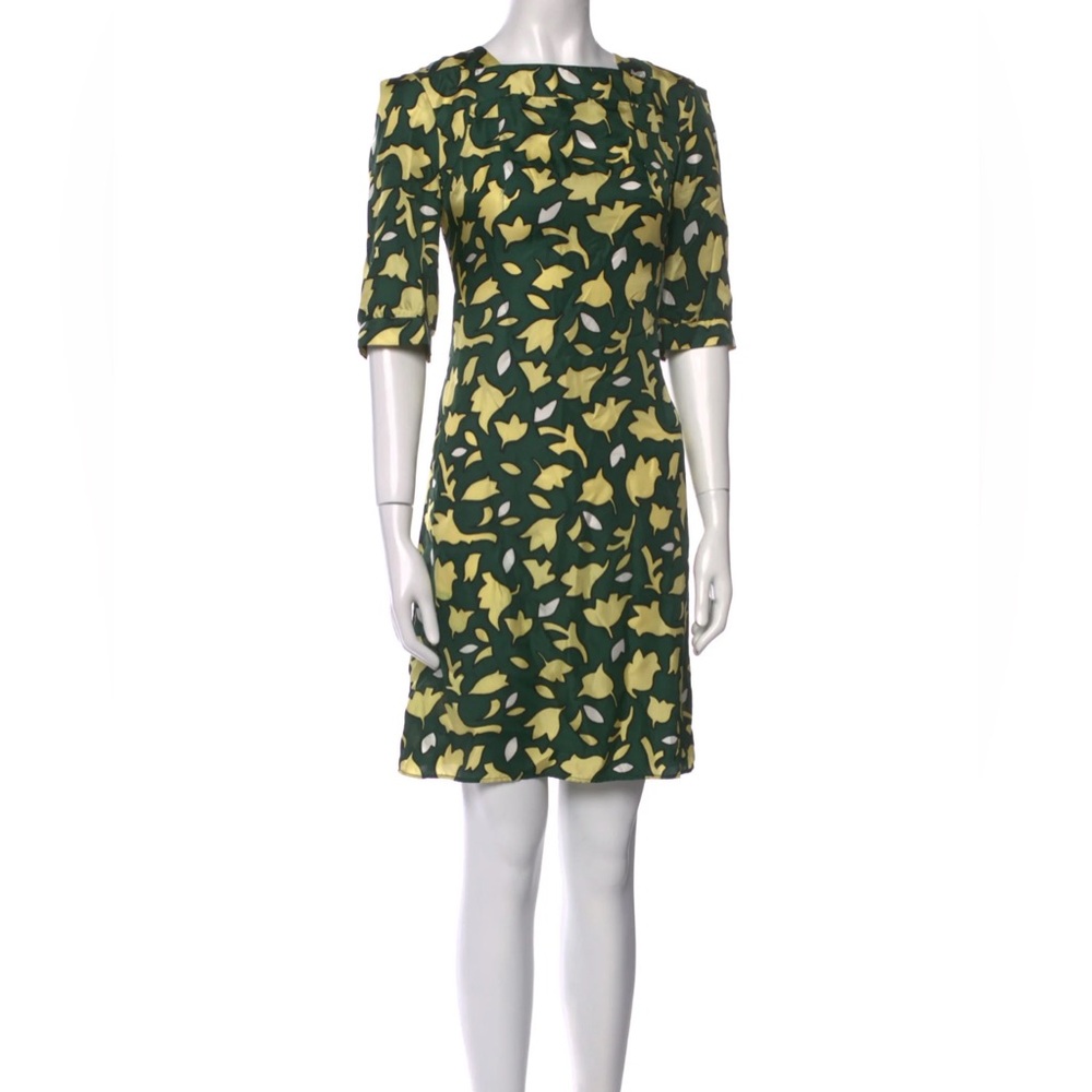 Marni Silk Floral Yellow and Green Dress